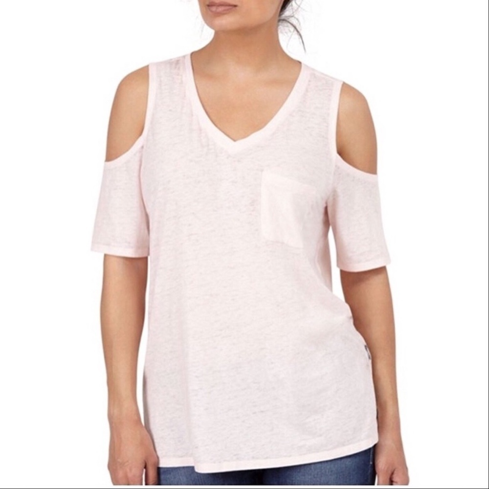 Seven7 Cold Shoulder Top in Veil Rose